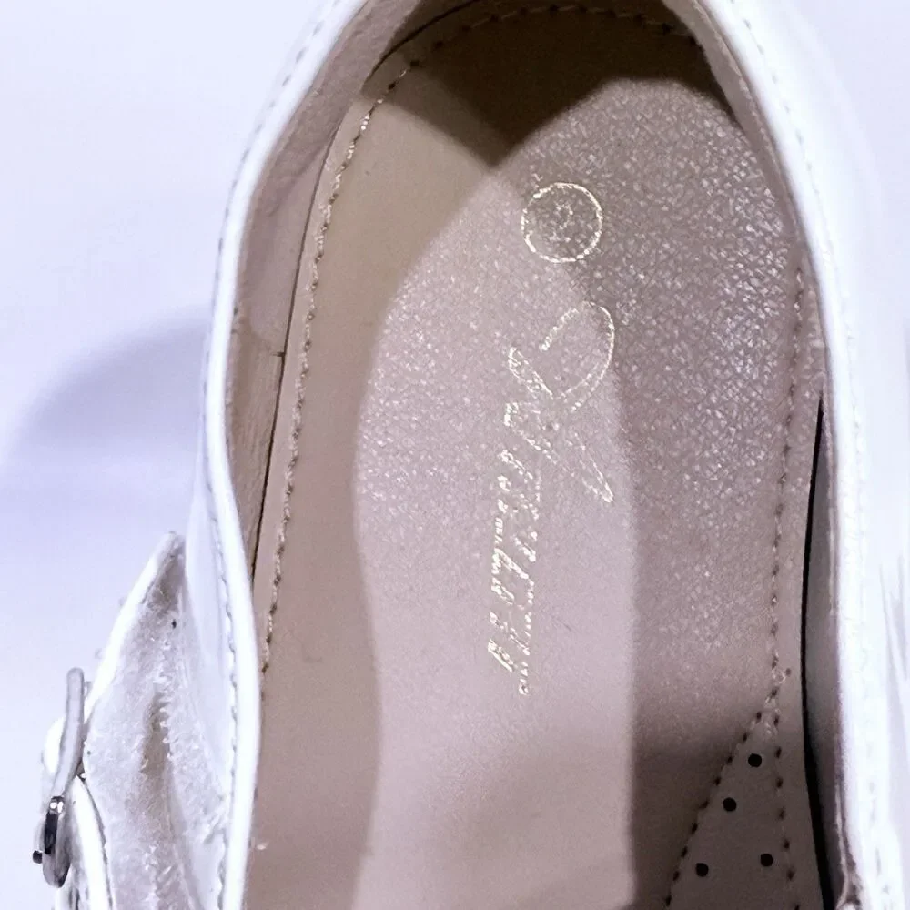 Girls Dress Shoes Mary Jane Flat Shoes Ballerina Flat for Party White Size 2